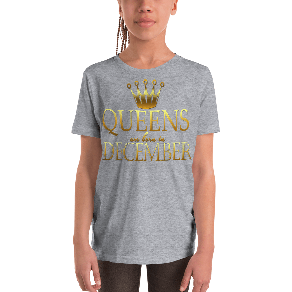 Youth Short Sleeve T-Shirt QUEENS ARE BORN IN DECEMBER - HILLTOP TEE SHIRTS