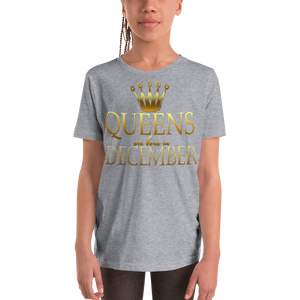 Youth Short Sleeve T-Shirt QUEENS ARE BORN IN DECEMBER - HILLTOP TEE SHIRTS