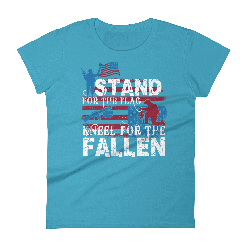 STAND FOR THE FLAG KNEEL FOR THE FALLEN - HILLTOP TEE SHIRTS