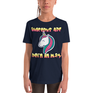 Youth Short Sleeve T-Shirt UNICORNS ARE BORN IN MAY - HILLTOP TEE SHIRTS