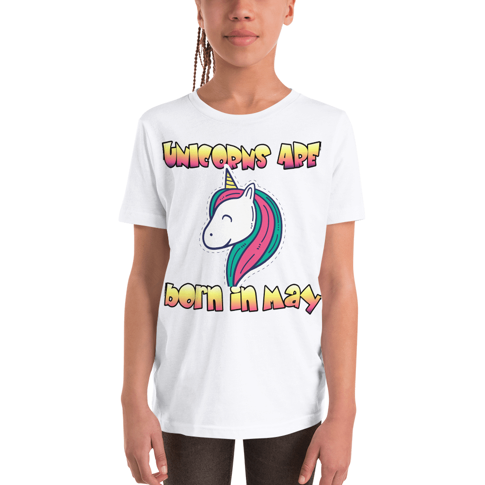 Youth Short Sleeve T-Shirt UNICORNS ARE BORN IN MAY - HILLTOP TEE SHIRTS